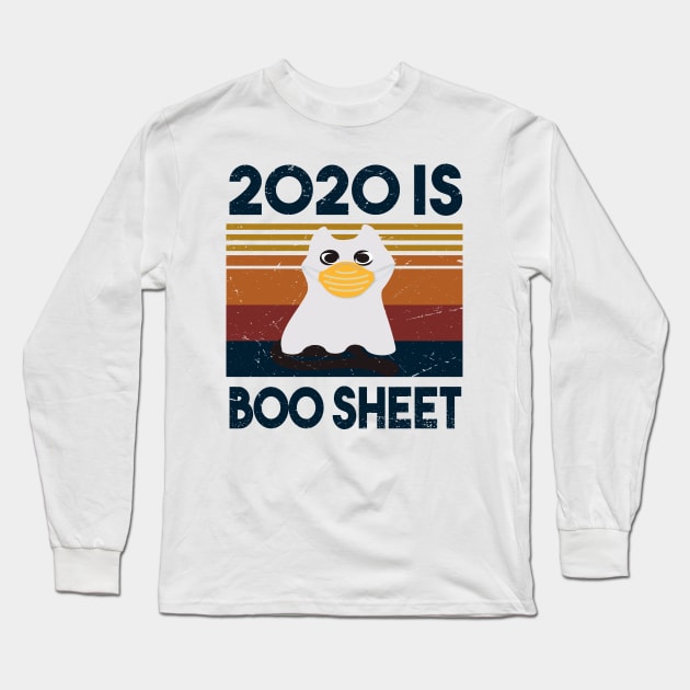 2020 Is Boo Sheet, Cat Boo Ghost Halloween face mask Long Sleeve T-Shirt by potch94